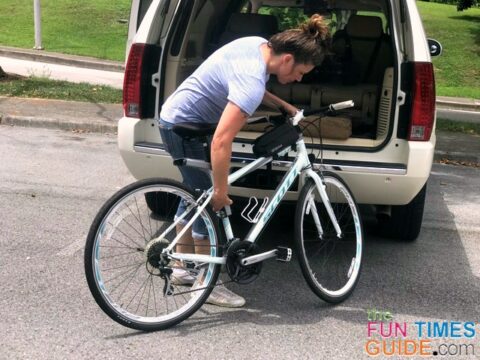 Loading my bike in the SUV after bike riding.