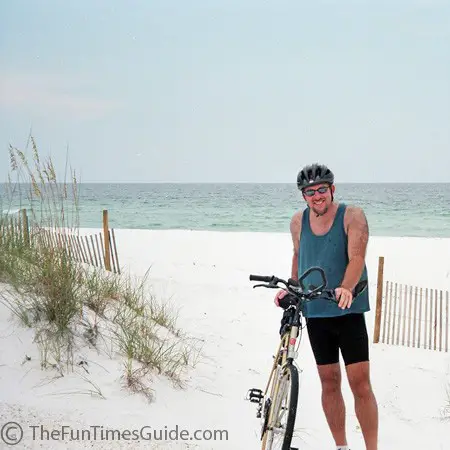 Jim biking along Pensacola Beach - enjoying the ocean view.