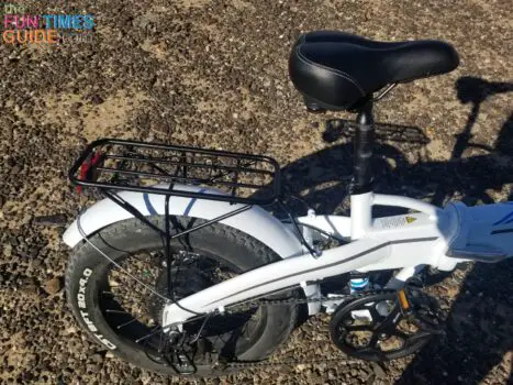 The fenders, a rear rack, and a very stout aluminum frame that hides the removable battery pack within the frame are all standard equipment on the Lectric XP ebike.