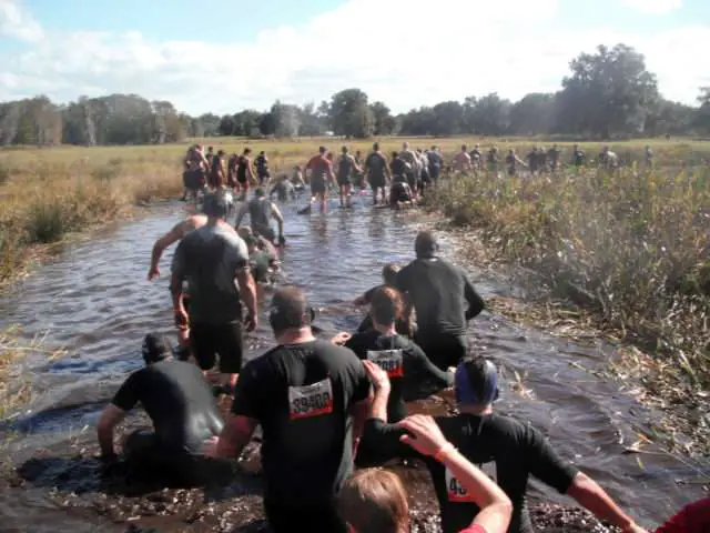 A typical water crossing on the mud run.