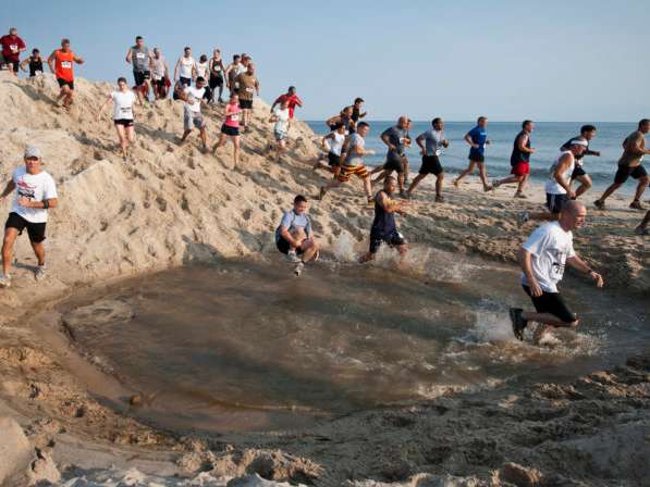 Some of the natural terrain challenges on a beach mud run. 