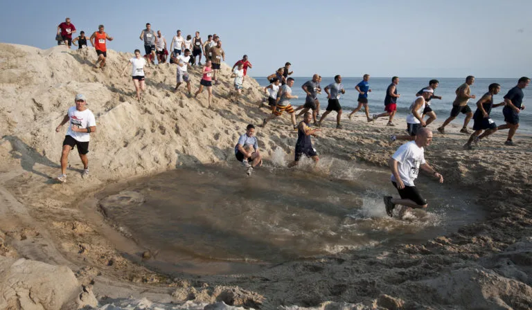 Some of the natural terrain challenges on a beach mud run. 